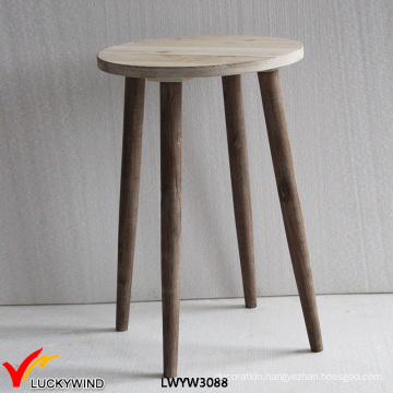 Light Brown French Retro Vintage Round End Table